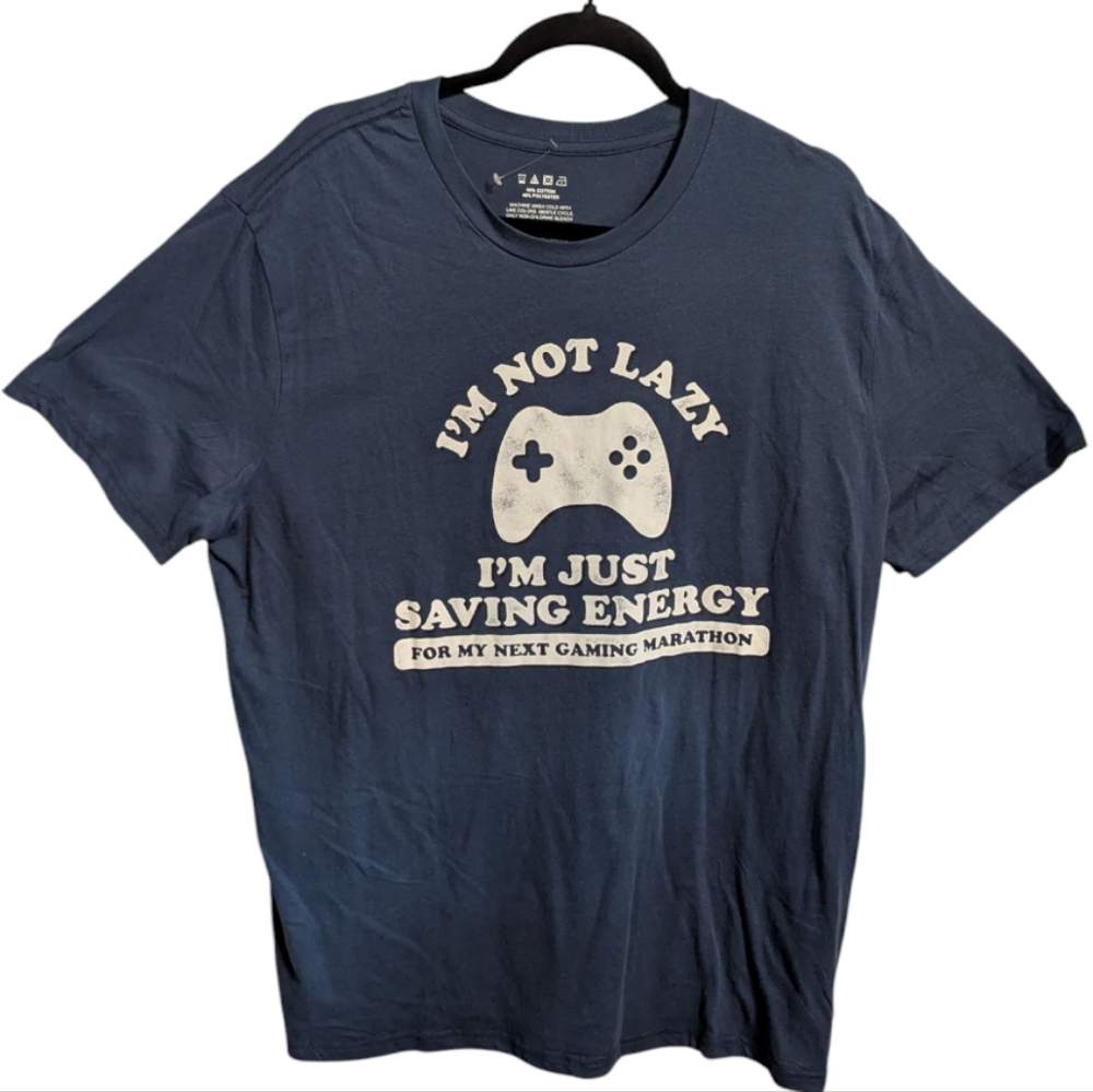 Gamer Graphic T Shirt Men's Unisex XL Blue Distressed Graphic NEW M-005